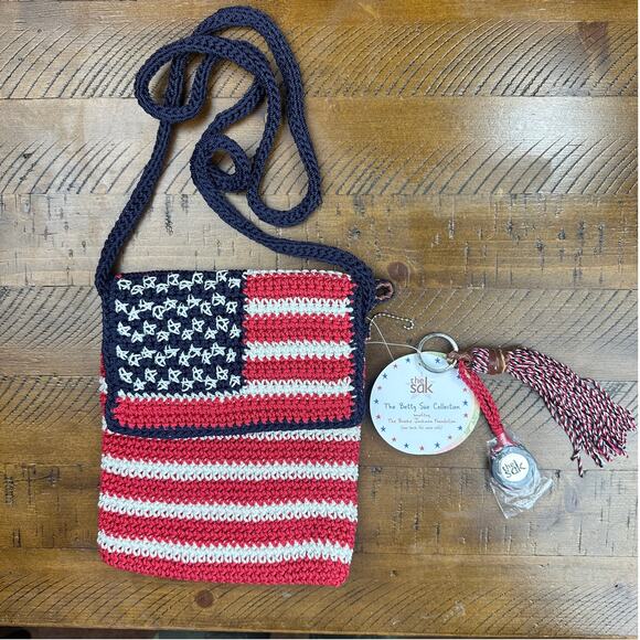 The SAK Asher American Flag Patriotic Crochet Hobo Bag - Americana - Picture 1 of 7